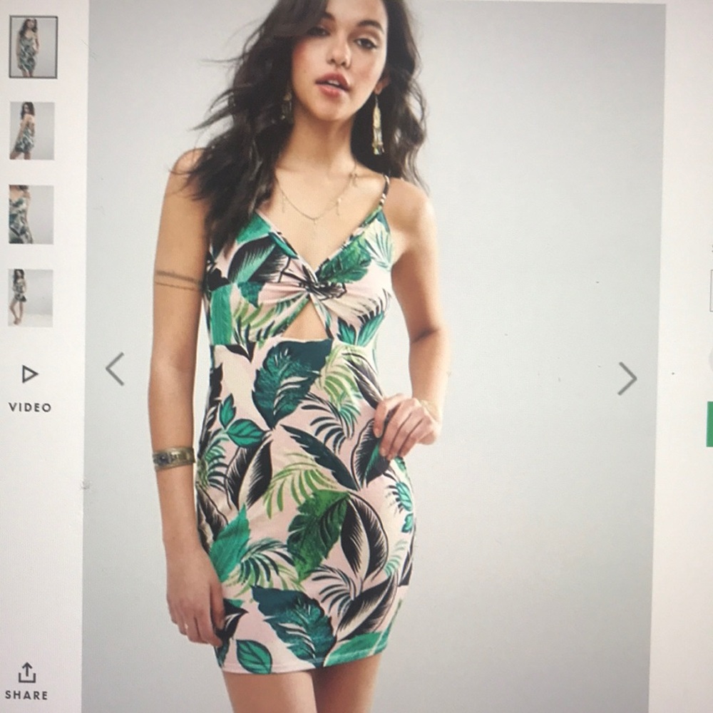 ASOS mini sundress with cut out front in pink palm